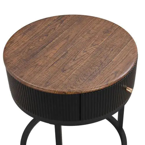 Round Bedside Table With Drawers