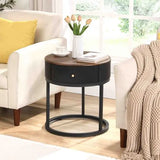 Round Bedside Table With Drawers